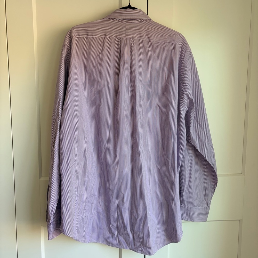 Ralph Lauren Men’s Purple Striped Button-Down Dress Shirt | 17.5 34/35 - Picture 2 of 5